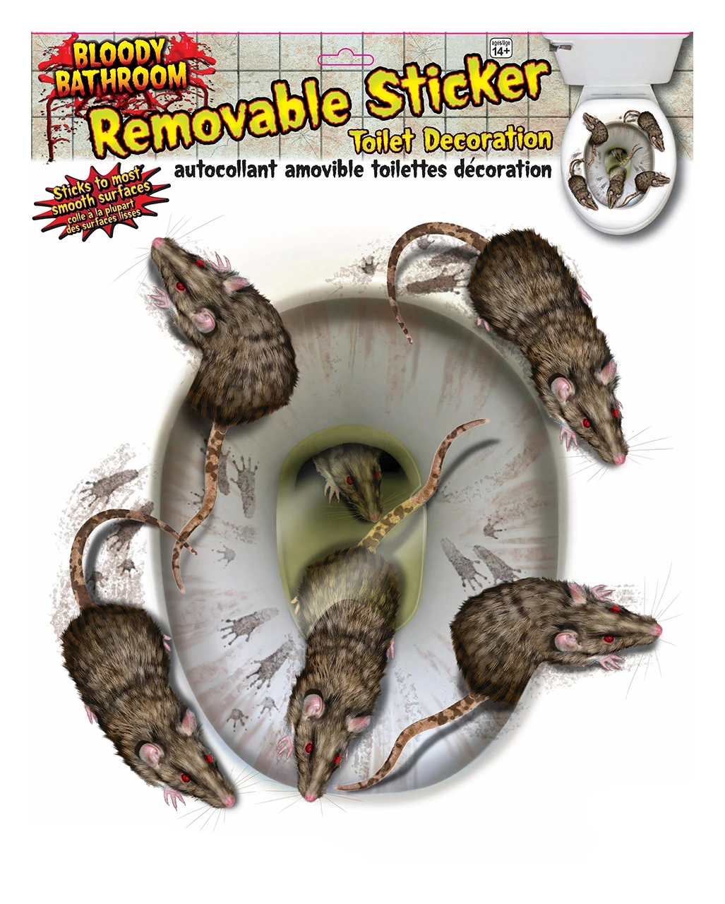 3D Toilettendeckel Sticker Mit Blutigen Ratten 1 3D Toilettendeckel Sticker Mit Blutigen Ratten