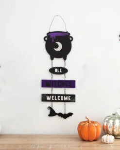 All Witches Welcome Mit Hexenkessel 30cm 5 All Witches Welcome Mit Hexenkessel 30cm -Halloween Serien Geschäft all witches welcome hexenkessel haengeschild 30cm halloween horror und hexen dekoration witchy halloween decoration 53409 3