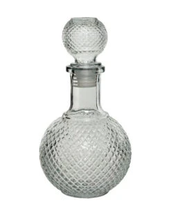 Vintage Glasflasche Kristallschliff Rund 20cm