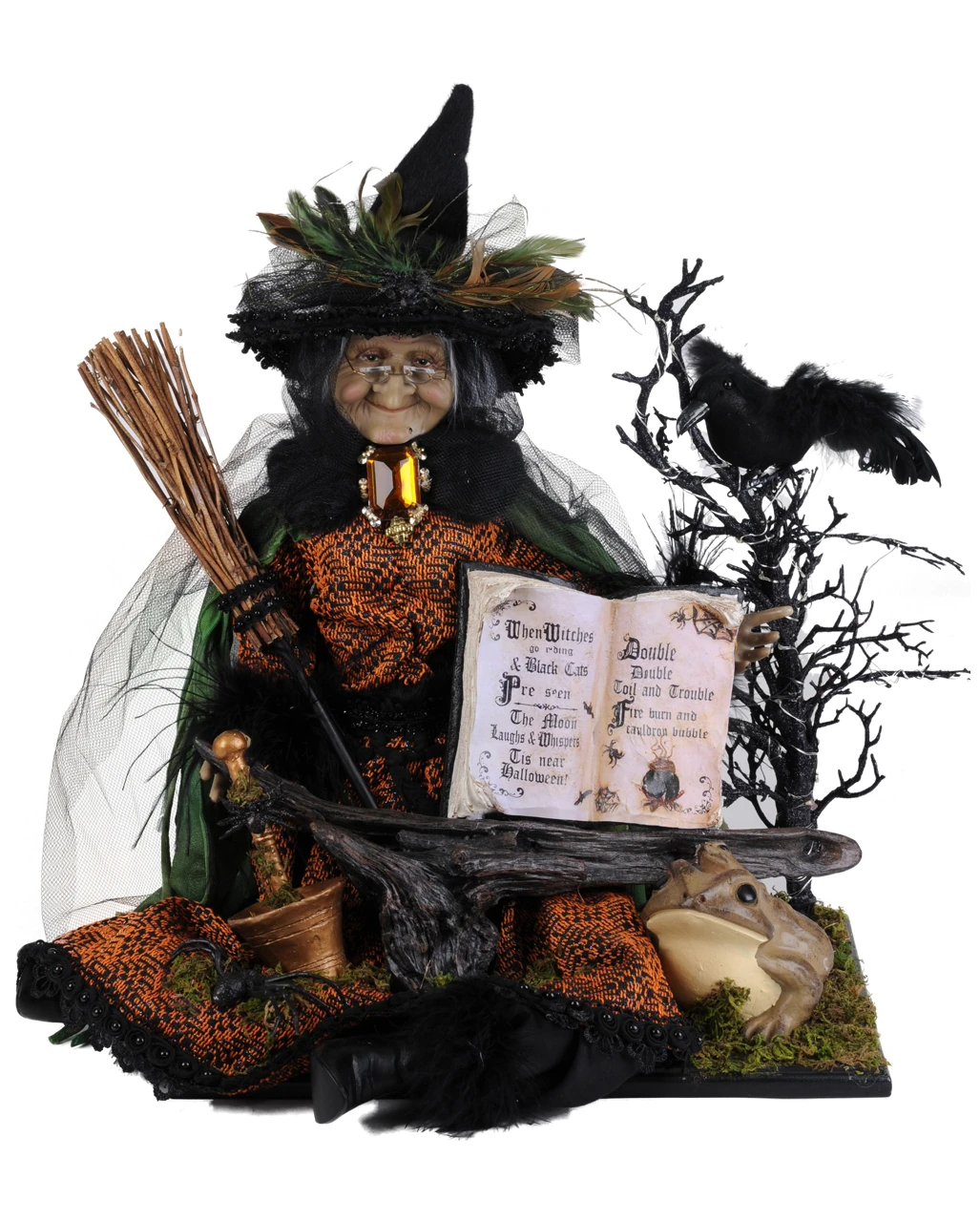 Beleuchtete Geisterhexe Mit Kröte & Zauberbuch 50cm 1 Beleuchtete Geisterhexe Mit Kröte & Zauberbuch 50cm