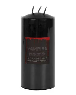 Schwarze Stumpenkerze Mit Vampir Blut 15cm