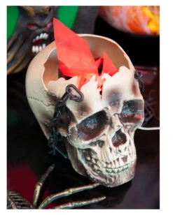 Totenkopf LED Flammenschale 5 Totenkopf LED Flammenschale -Halloween Serien Geschäft brennende totenschaedel laterne schaedellaterne mit licht und bewegungseffekt skull with flame 37865 03
