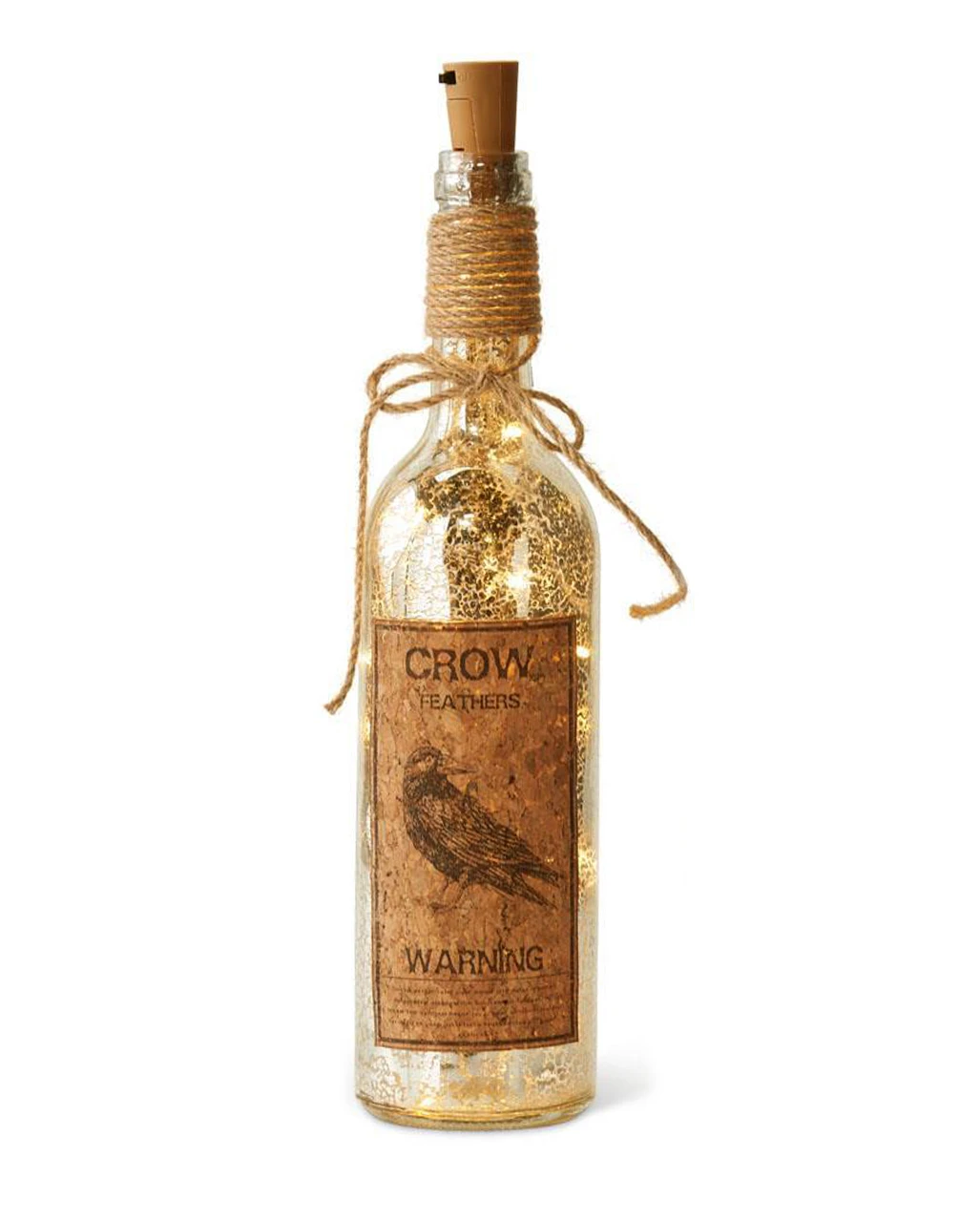 Rabenfedern Silberglas Flasche Mit LED 1 Rabenfedern Silberglas Flasche Mit LED