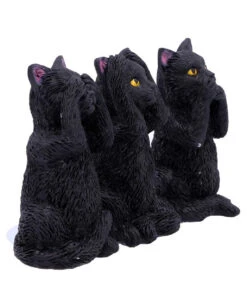 Drei Weise Schwarze Katzen -Halloween Serien Geschäft drei weise schwarze katzen three wise felines cat figures 39524 04