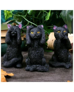 Drei Weise Schwarze Katzen -Halloween Serien Geschäft drei weise schwarze katzen three wise felines cat figures 39524 05