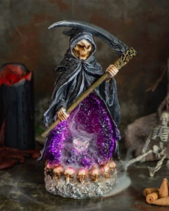 Sensenmann Backflow Räucherkegel Halter Mit LED 7 Sensenmann Backflow Räucherkegel Halter Mit LED -Halloween Serien Geschäft grim reaper backflow raeucherkegel halter mit licht grim reaper backflow incense burner with light 50660 04