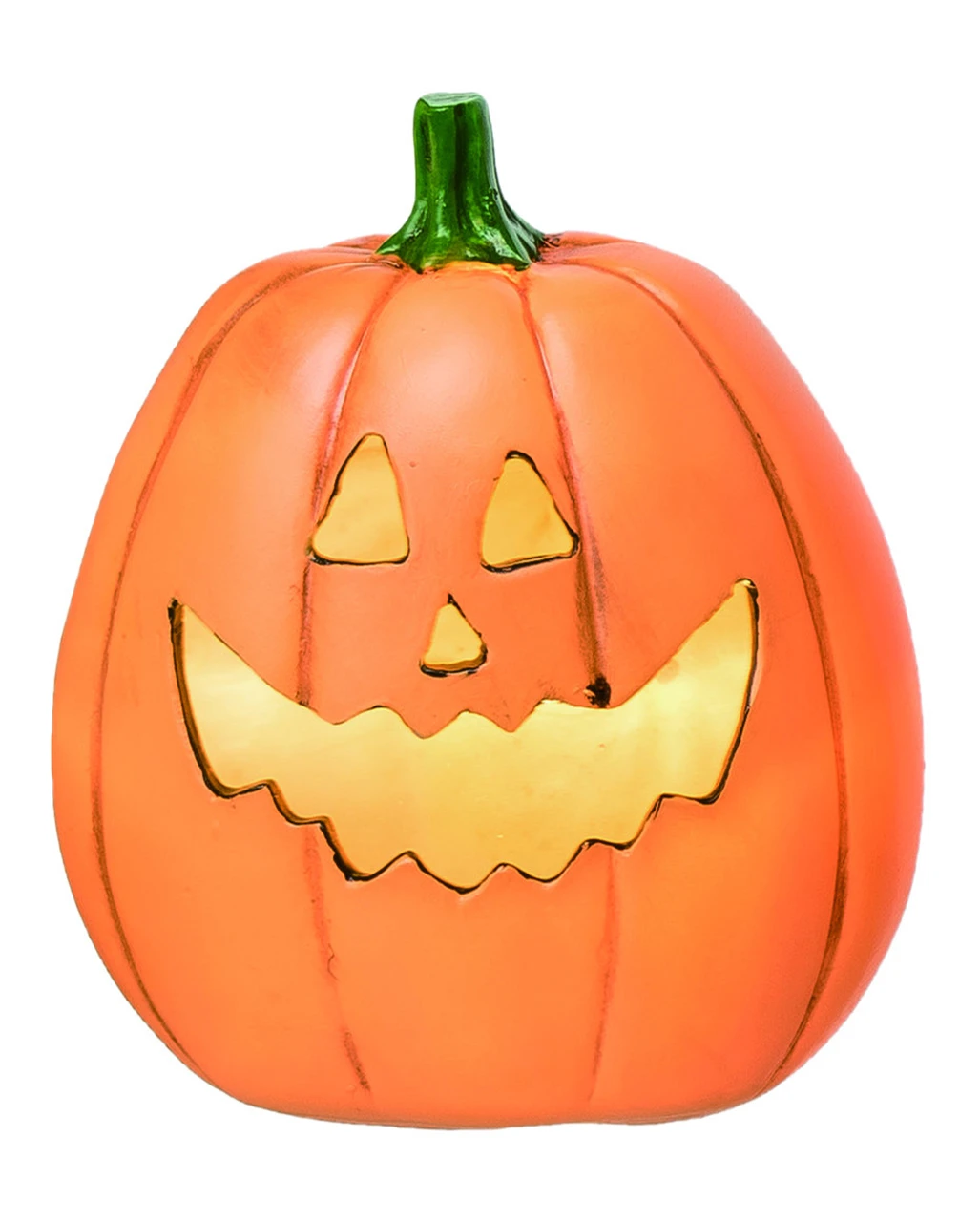 Grinsender Halloween Kürbis Mit LED 16cm 2 Grinsender Halloween Kürbis Mit LED 16cm – Bild 2