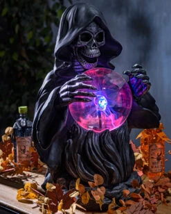 Beleuchteter Sensenmann Mit Kugel 60cm 5 Beleuchteter Sensenmann Mit Kugel 60cm -Halloween Serien Geschäft grosser grim reaper mit leuchtkugel 60cm electric grim reaper with static lighted magic ball halloween deko 52530 3