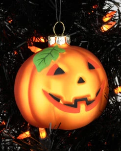 Halloween Jack O'Lantern Glas Christbaumkugel Ø7,6cm -Halloween Serien Geschäft halloween kuerbis glas weihnachtskugel halloween und horror weihnachtsdeko jack o lantern pumpkin hanging ornament 54760 4