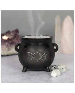 Hexenkessel Mit Dreifach-Mond Räucherkegel Halter 7 Hexenkessel Mit Dreifach-Mond Räucherkegel Halter -Halloween Serien Geschäft hexenkessel mit triple moon raeucherkegel halter triple moon witch cauldron incense cone holder gothic deco 50699 04