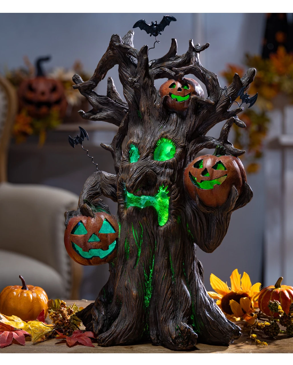 Halloween Geisterbaum Mit LED 45cm 2 Halloween Geisterbaum Mit LED 45cm – Bild 2