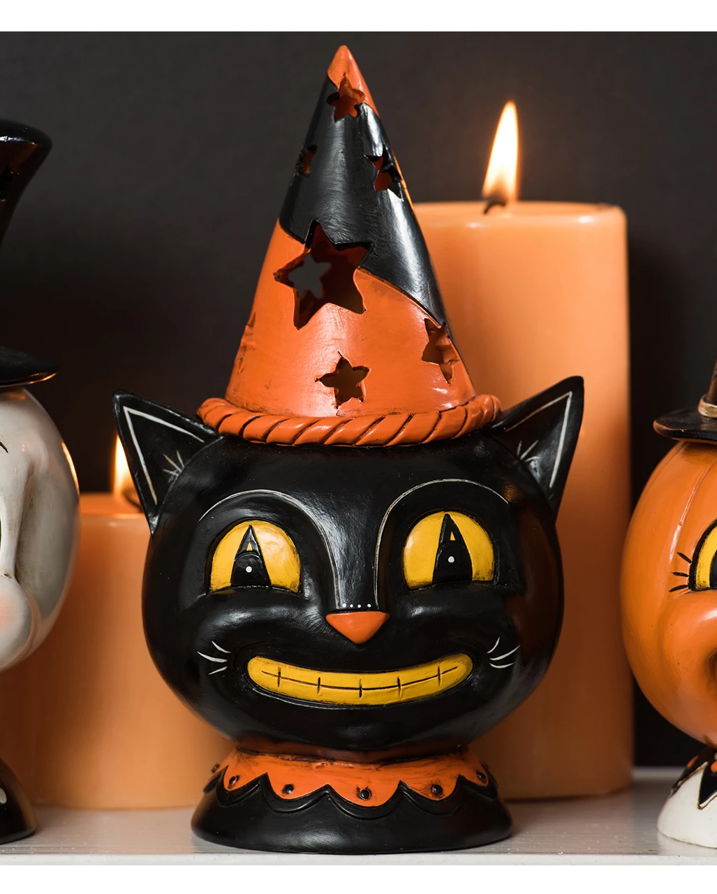 Johanna Parker Katze Mit Leuchtendem Spitzhut 20cm 2 Johanna Parker Katze Mit Leuchtendem Spitzhut 20cm – Bild 2