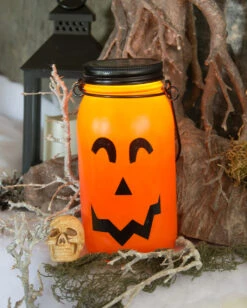 Beleuchtete Kürbis Laterne Aus Glas 5 Beleuchtete Kürbis Laterne Aus Glas -Halloween Serien Geschäft leuchtende kuerbis glas laterne glowing pumpkin glass lantern halloween kuerbis deko 52602 3