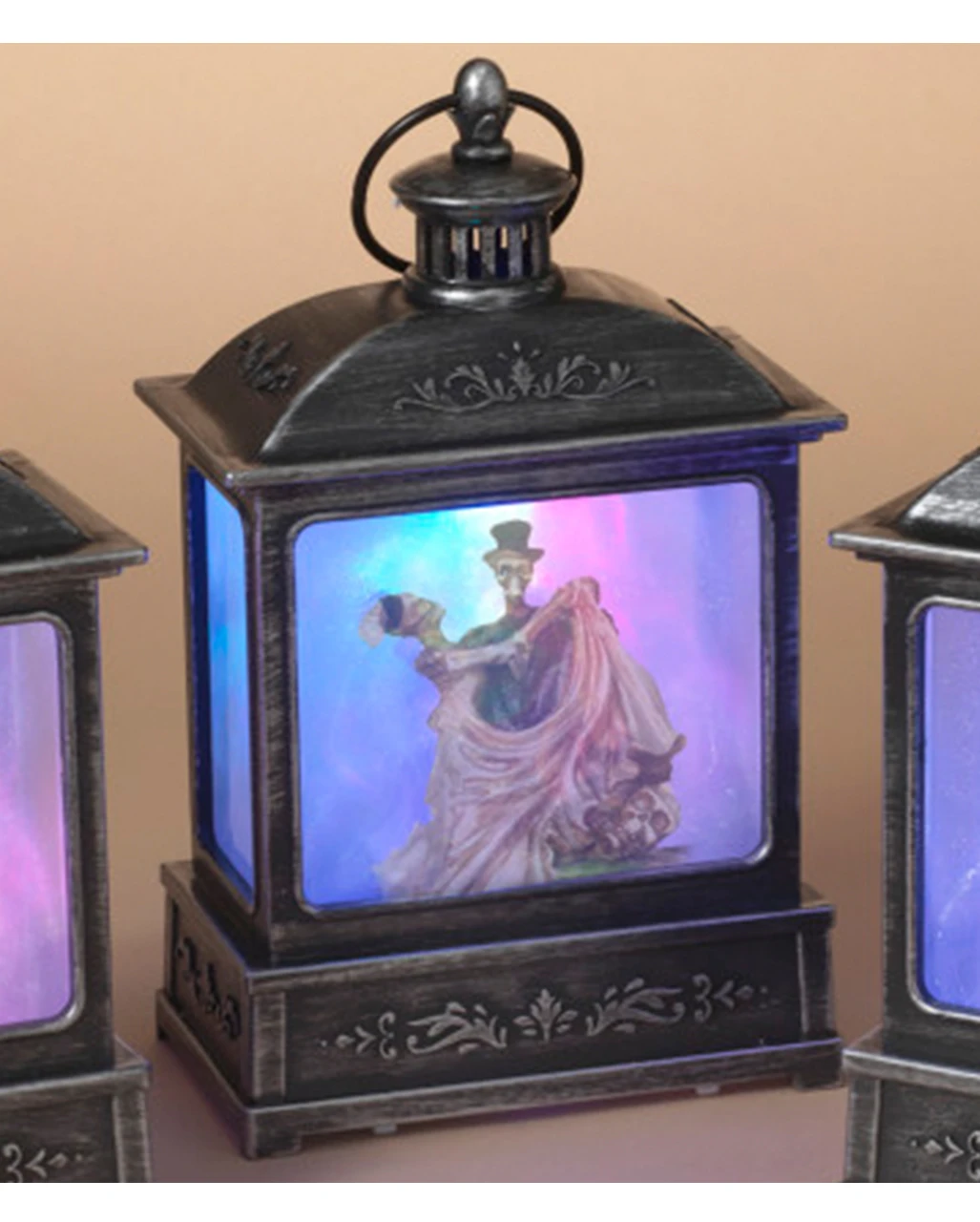 Leuchtende Skelett Brautpaar Wasserkugel Laterne 21cm 2 Leuchtende Skelett Brautpaar Wasserkugel Laterne 21cm – Bild 2