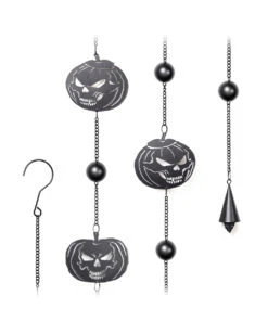 Totenschädel Kürbis Windspiel Hängedeko -Halloween Serien Geschäft pumpkin skull metall windspiel halloween und gothic wohnungsdeko und homeware alchemy england pumpkins skull wind chime 52748