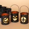 Halloween Metall Laternen Schwarz 11cm 3er Set