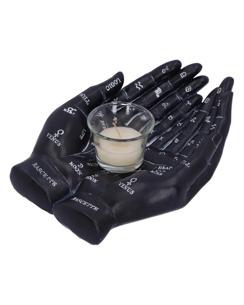Schwarze Chiromantie-Hände Teelichthalter 2 Schwarze Chiromantie-Hände Teelichthalter – Bild 2