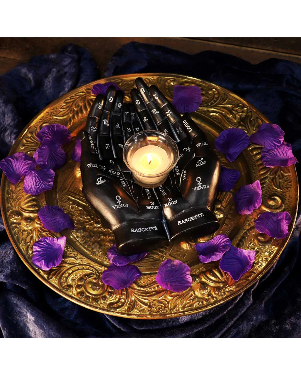 Schwarze Chiromantie-Hände Teelichthalter 7 Schwarze Chiromantie-Hände Teelichthalter – Bild 7