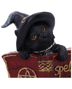 Schwarzes Hexenkätzchen Mit Rotem Zauberbuch 8,2cm 10 Schwarzes Hexenkätzchen Mit Rotem Zauberbuch 8,2cm -Halloween Serien Geschäft schwarze hexenkatze mit rotem zauberbuch black witchs cat familiar with red grimoire gothic deko und figuren 52417 5