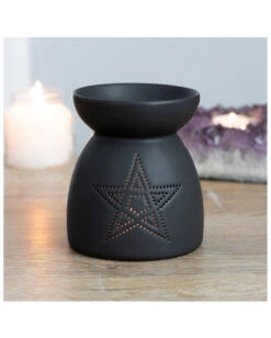 Schwarzer Pentagramm Duftöl Brenner 6 Schwarzer Pentagramm Duftöl Brenner -Halloween Serien Geschäft schwarze pentagram duftoel lampe schwarzer pentagram duftoel brenner black pentagram fragrance oil lamp 50641 03