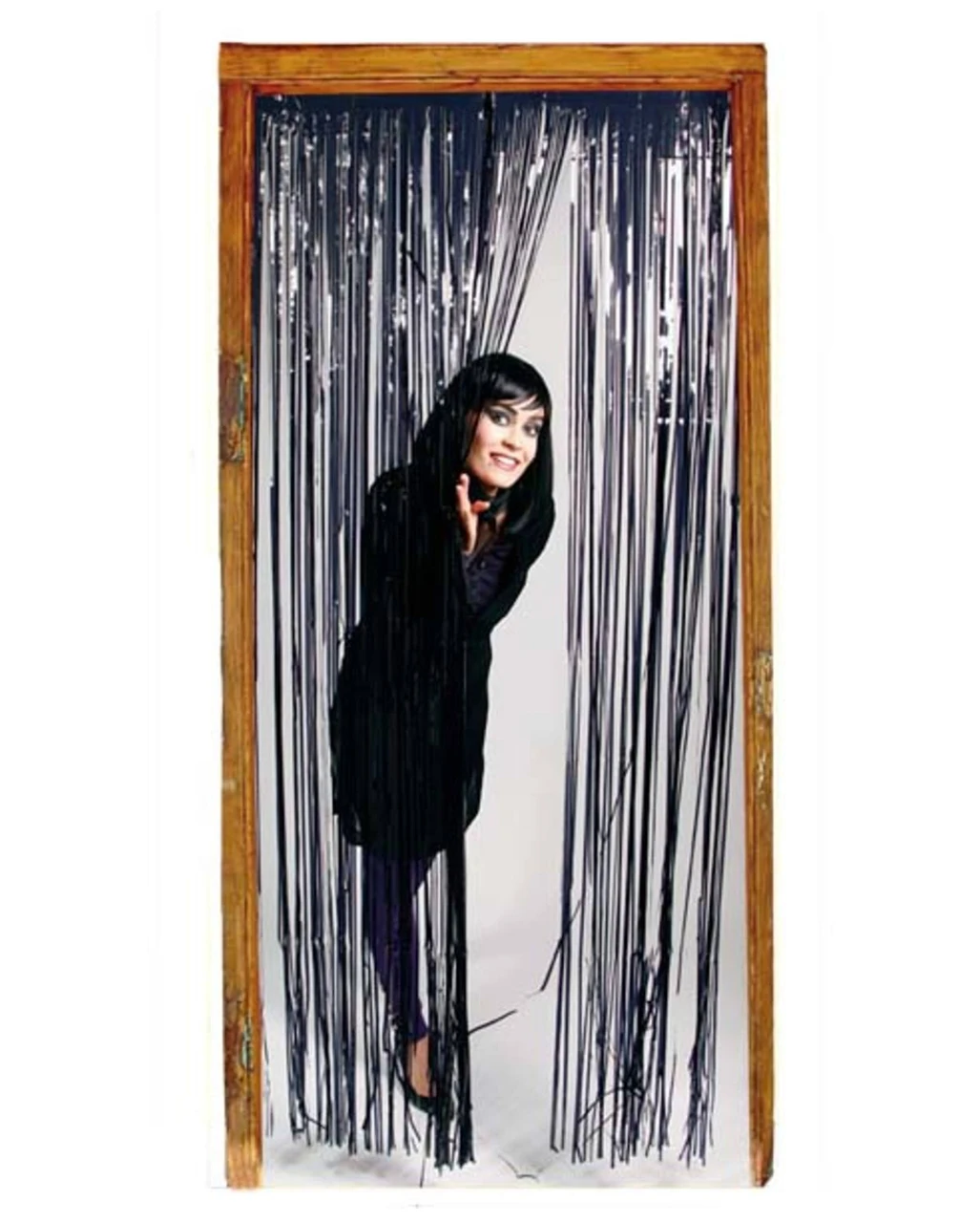 Schwarzer Fransen-Türvorhang Aus Folie 2x1 M 2 Schwarzer Fransen-Türvorhang Aus Folie 2x1 M – Bild 2