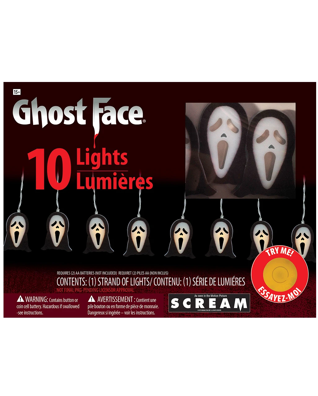 Scream Ghost Face Lichterkette Mit 10 LEDs 1 Scream Ghost Face Lichterkette Mit 10 LEDs