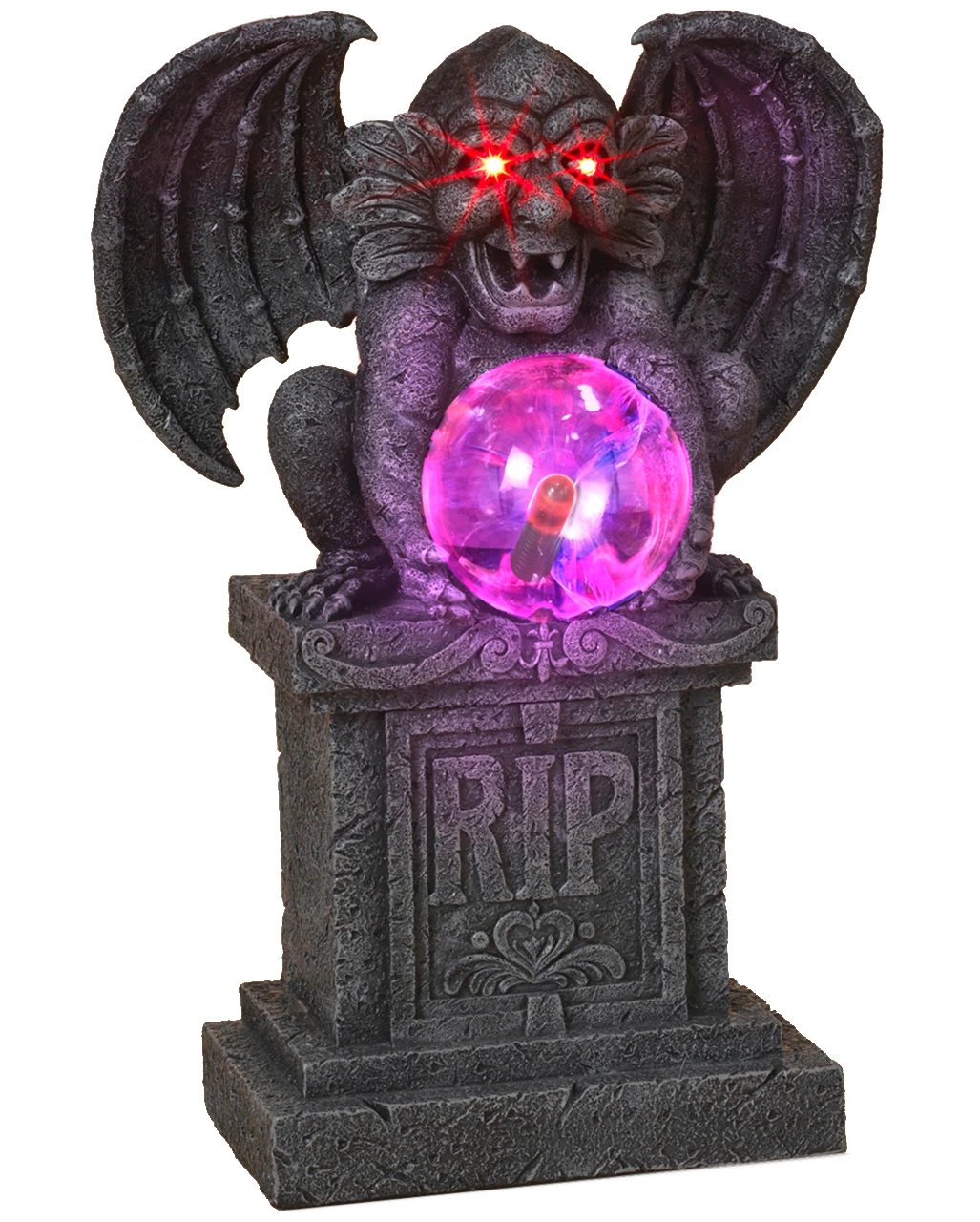 Gargoyle Sitzend Auf Grabstein Mit Licht 1 Gargoyle Sitzend Auf Grabstein Mit Licht