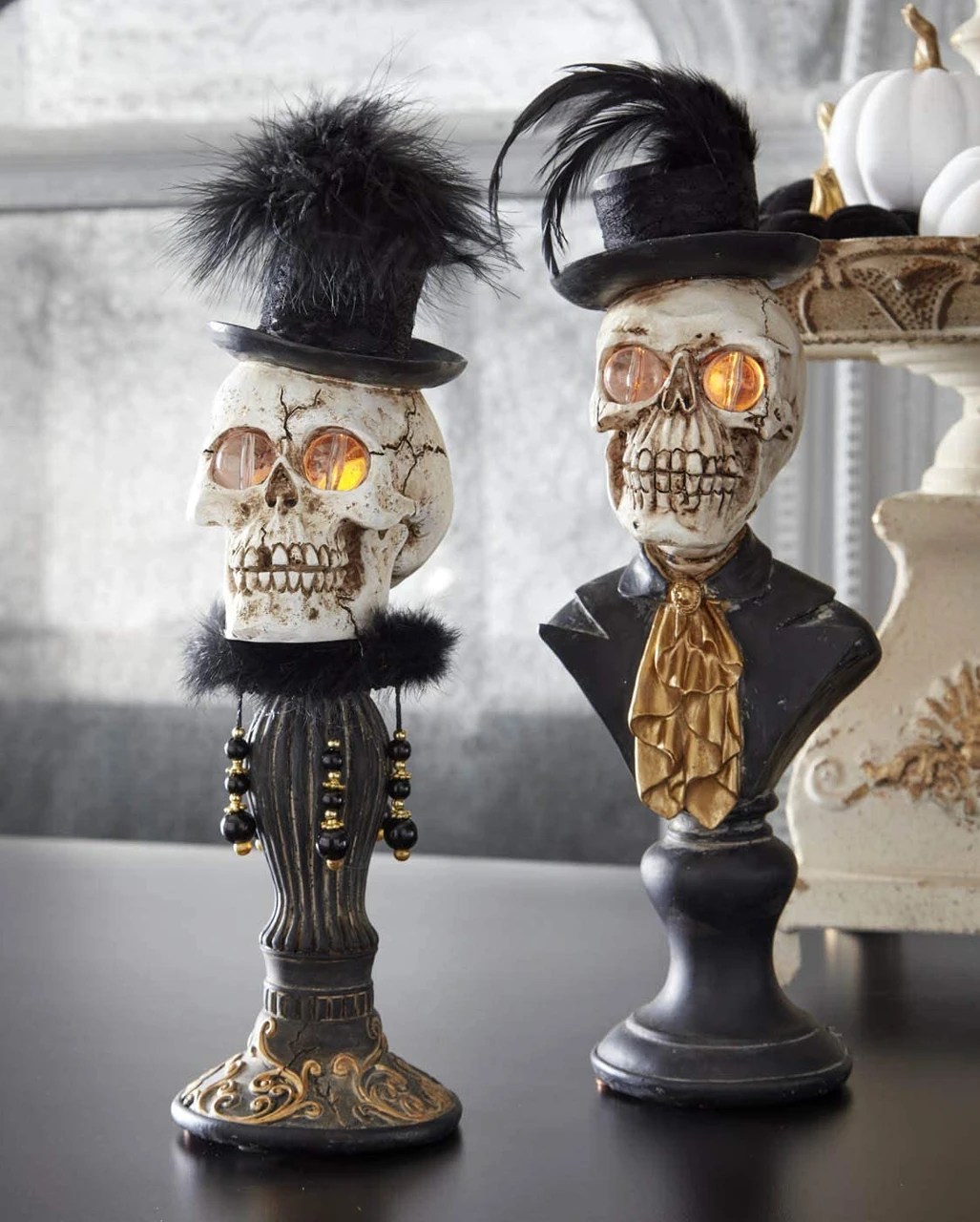 Mrs. Skelett Halloween Büste Mit LED Augen 42cm 3 Mrs. Skelett Halloween Büste Mit LED Augen 42cm – Bild 3