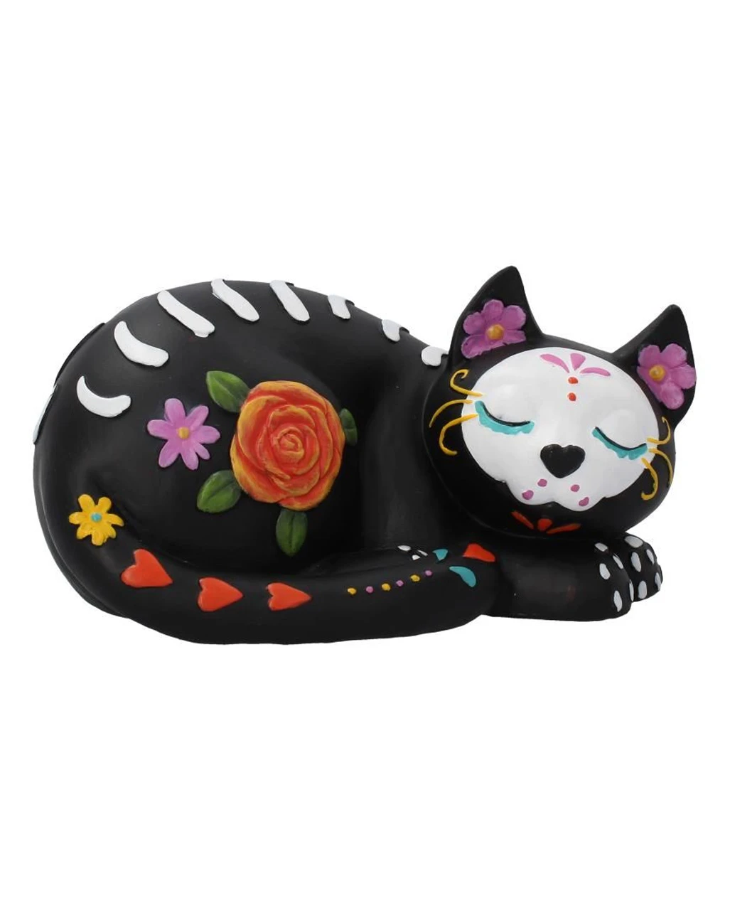 Schlafende Sugar Skull Katze 22cm 1 Schlafende Sugar Skull Katze 22cm