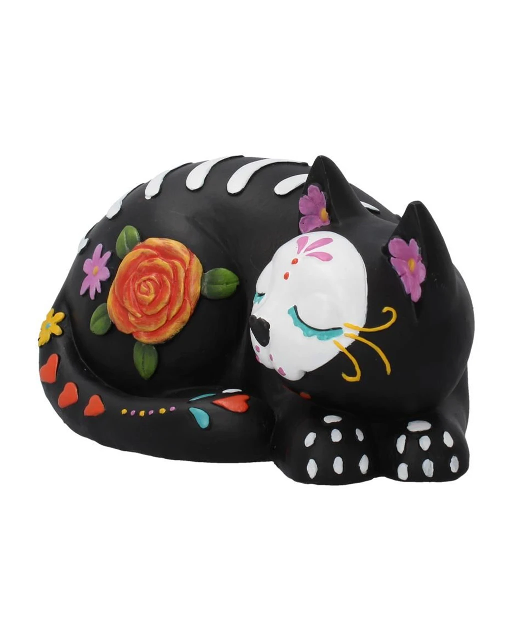 Schlafende Sugar Skull Katze 22cm 2 Schlafende Sugar Skull Katze 22cm – Bild 2