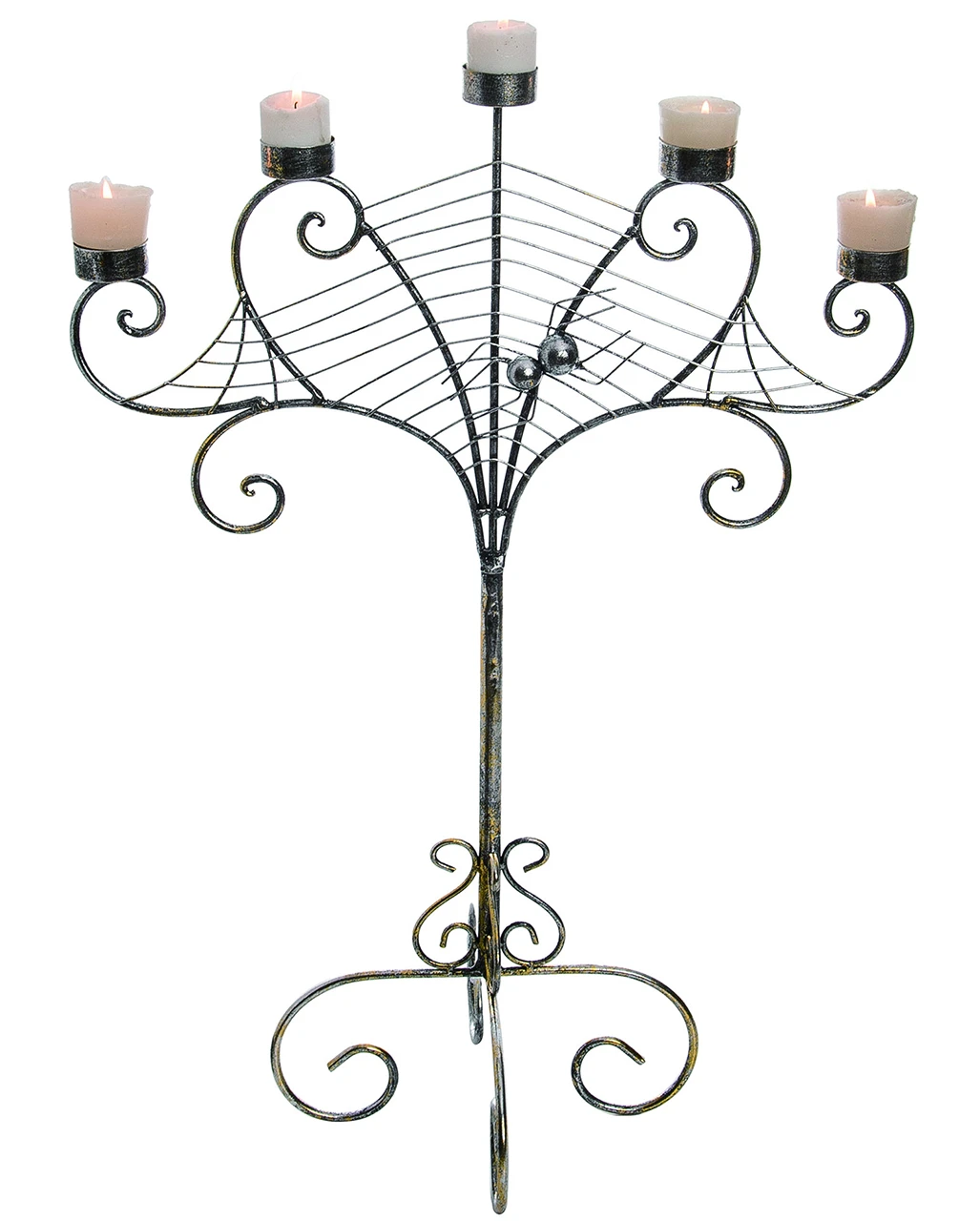 Silber-goldener Metall Spinnweben Kerzenständer 1 Silber-goldener Metall Spinnweben Kerzenständer