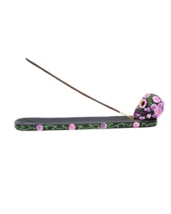Sugar Skull Mit Blumen Räucherstäbchen Halter -Halloween Serien Geschäft sugar skull mit flowers raeucherstaebchen halter sugar skull with flowers incense burner 50735 03