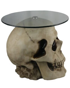 Totenschädel Tisch Mit Glasplatte 56,5cm -Halloween Serien Geschäft totenkopf tisch mit runder glasplatte totenschaedel tisch mit runder glasplatte skull table with round glass plate 54783 03