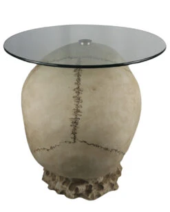 Totenschädel Tisch Mit Glasplatte 56,5cm -Halloween Serien Geschäft totenkopf tisch mit runder glasplatte totenschaedel tisch mit runder glasplatte skull table with round glass plate 54783 04