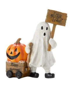 Süßes Oder Saures Gespenst Mit Kürbis Wagen
