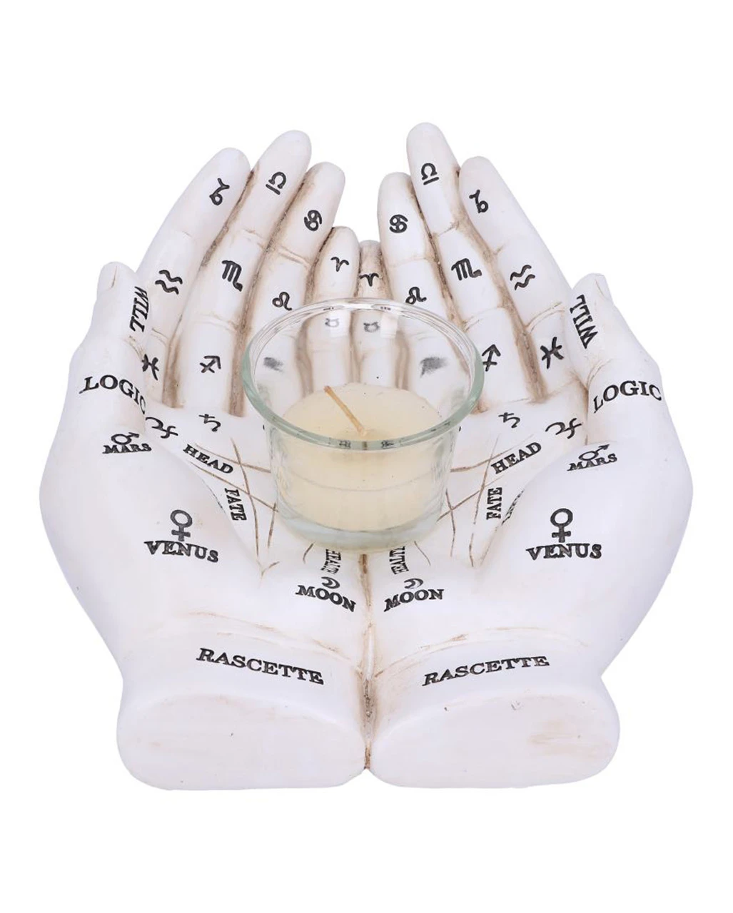 Weiße Chiromantie-Hände Teelichthalter 1 Weiße Chiromantie-Hände Teelichthalter